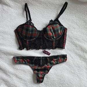 Adore Me Black and Red Bra Intimates & Sleepwear